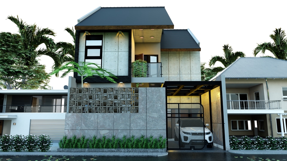 Jasa Desain Studio Podcast Minimalis Online - Desain Exsterior Model rumah industrial