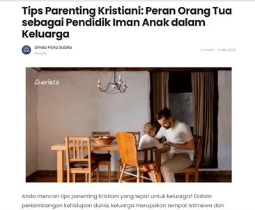 Ayah dan anak membaca bersama di meja makan, menunjukkan jasa penulis artikel dan jasa content writer untuk website freelance.