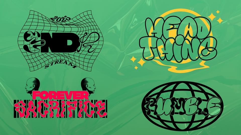 Logo - DESIGN LOGO Y2K FUTURISTIC TYPEFACE UNTUK DESIGN SOCIAL MEDIA, MERCHANDISE & APPAREL. - 1