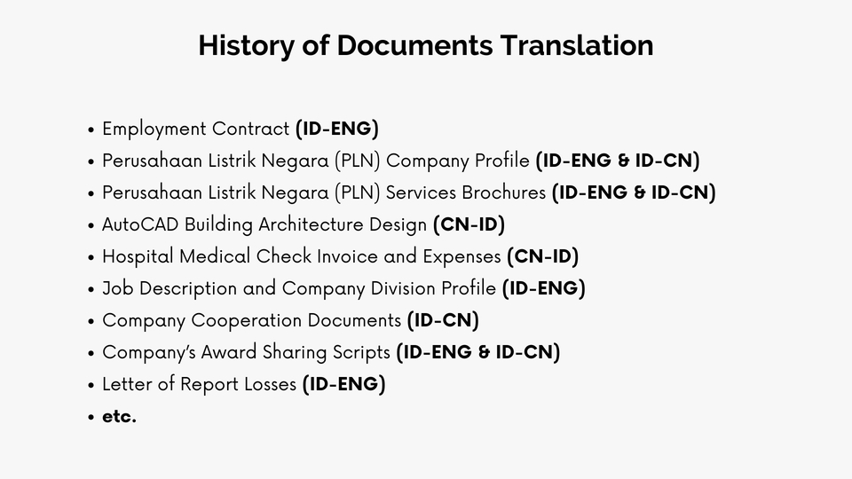 Penerjemahan - 1 Day Work - Professional CHN - ENG - ID Translator (5+ Years Experience, 100+ Projects) - 3