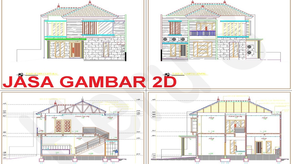 CAD Drawing - Jasa Gambar Arsitek & Struktur IMB PBG Kerja Bestek Bangunan Rumah Tinggal Kantor Toko Showroom - 1