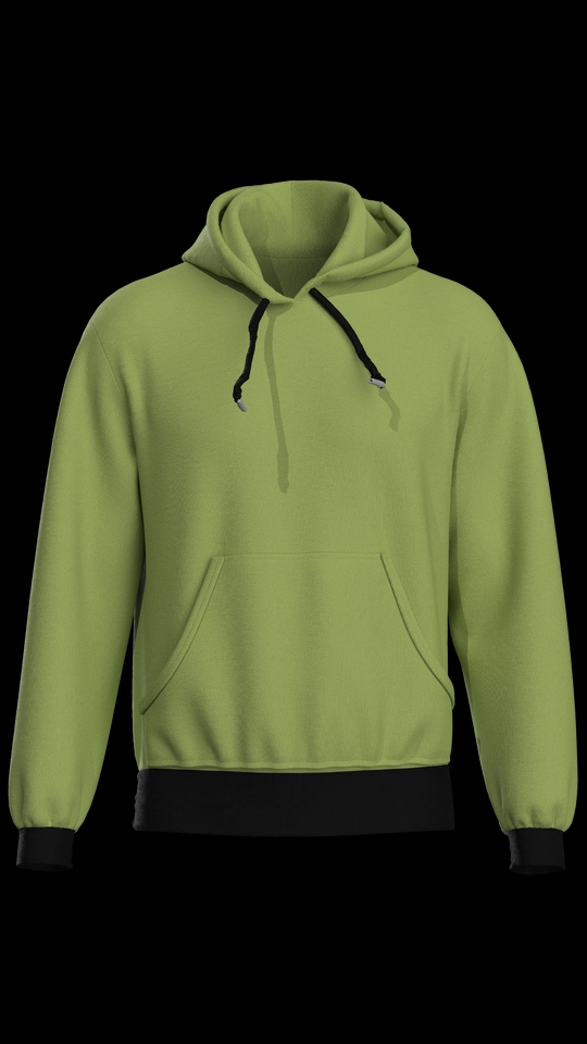 Mockup desain hoodie polos warna hijau muda untuk jasa desain 3d freelance