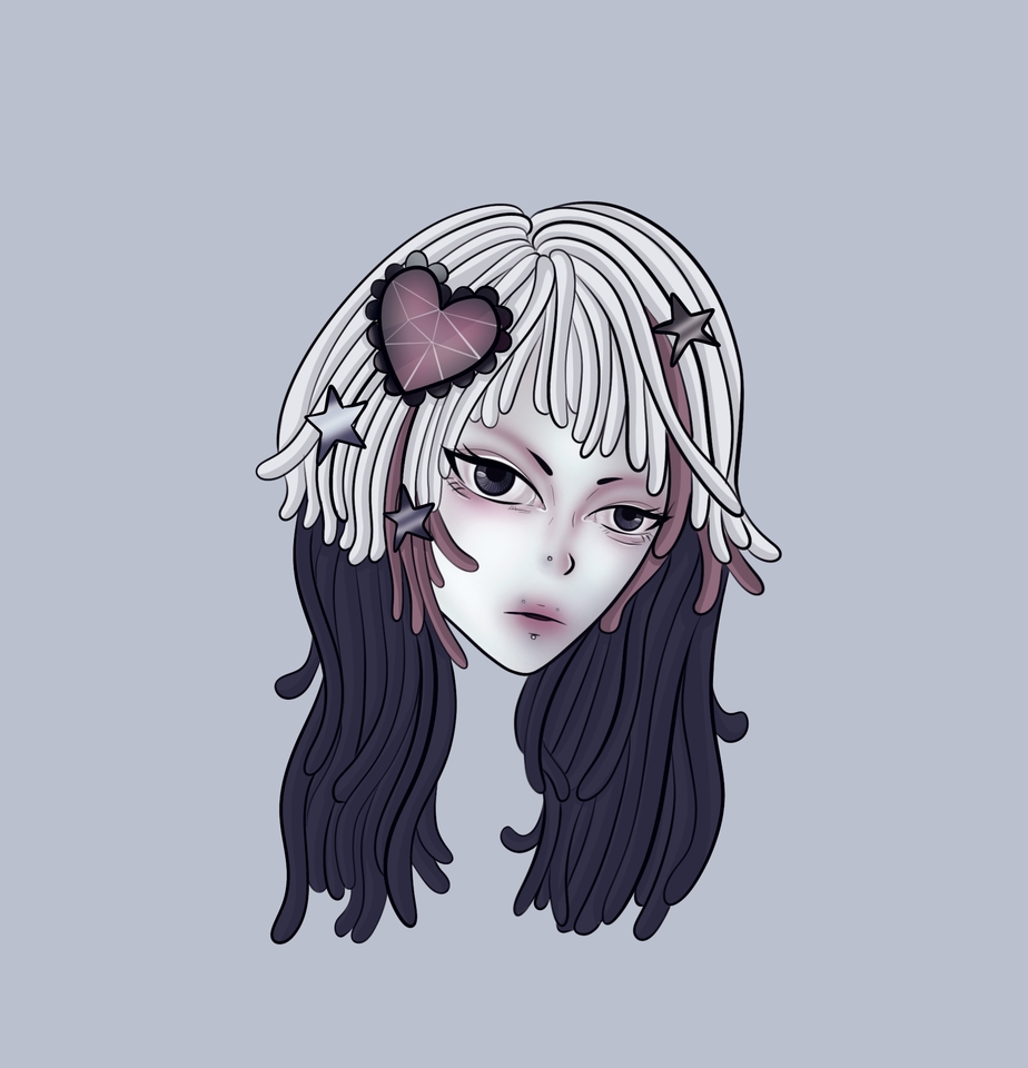 ออกแบบตัวละครสไตล์ญี่ปุ่น สีผมขาว ตาสีฟ้า แต่งตัวน่ารัก