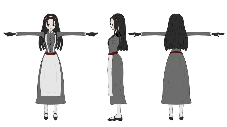 รับวาดรูปการ์ตูน ผู้หญิง ใส่ชุดเดรส สไตล์อนิเมะ วาดรูปการ์ตูน 3d