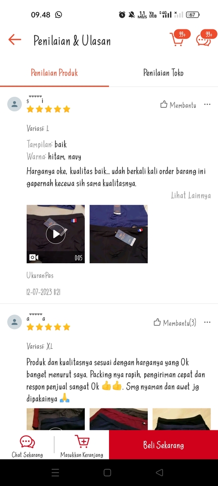 Jasa review produk, ulasan positif pelanggan untuk produk celana pendek pria