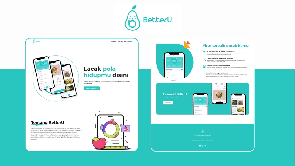 Desain UI UX untuk aplikasi mobile yang menampilkan mockup dengan desain minimalis dan modern, ideal untuk pengguna yang menginginkan aplikasi yang mudah dinavigasi dan estetis.
