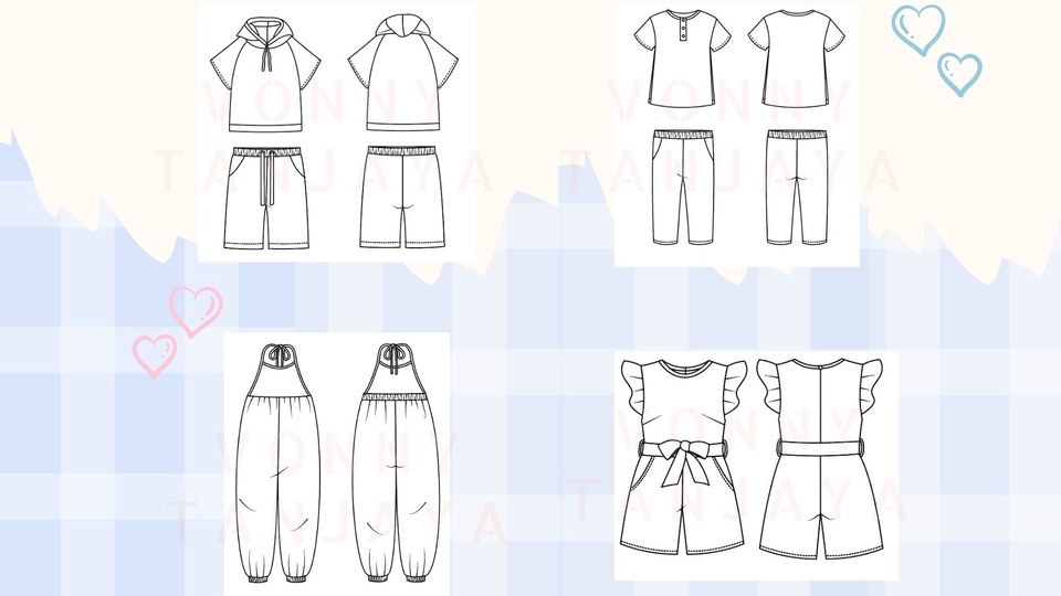 Desain Kaos & Motif - TECHNICAL DRAWING BAJU ANAK, DEWASA WANITA & PRIA - 3