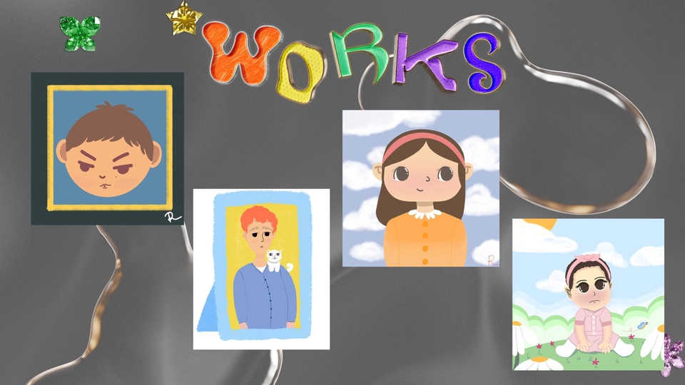 Ilustrasi kartun lucu dengan tema anak-anak dan hewan.