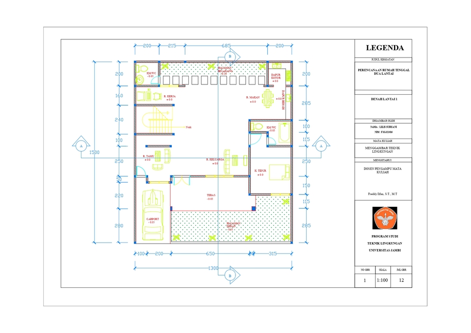 CAD Drawing - Gambar Denah Rumah 2 Dimensi - 3