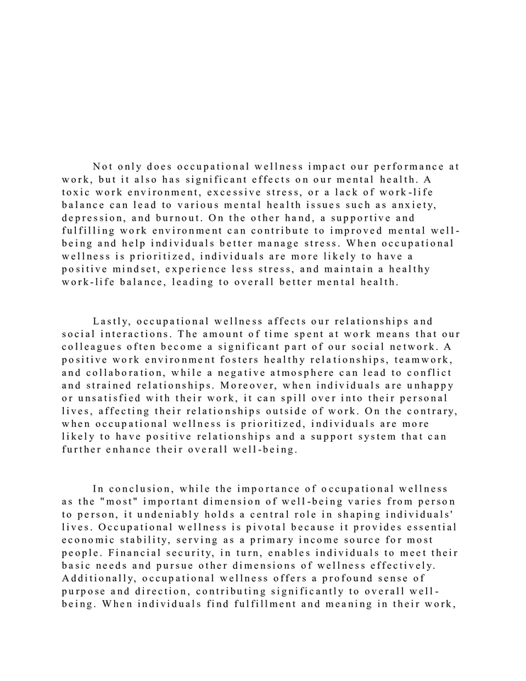 เขียนบทความ - Wellness Dimension Essay - 10