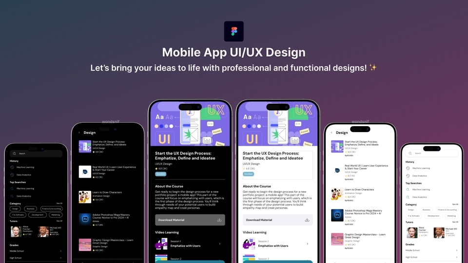 Jasa Desain UI UX Mobile App - Contoh tampilan desain aplikasi mobile dengan UI UX yang menarik dan fungsional.