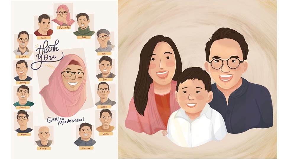 Gambar dan Ilustrasi - Ilustrasi Wajah Single, Couple atau Group - 1