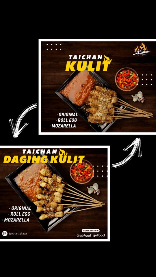 Jasa Iklan Instagram Taichan Kulit Daging dengan Original Roll Egg dan Mozzarella, Dapatkan Layanan Kami di GrabFood dan Gofood