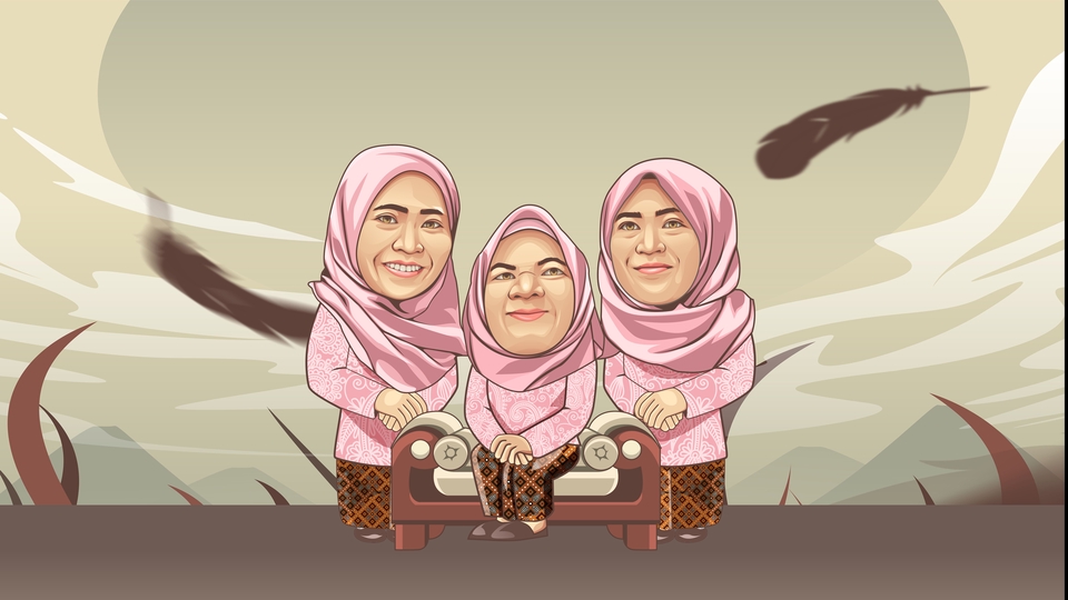 Gambar Potret - Karikatur Vector Art / Big Head - 1