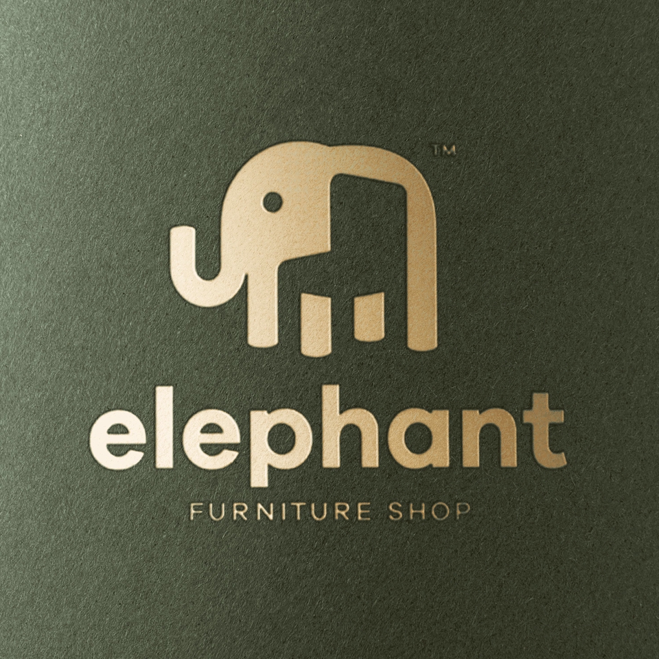 Logo desain untuk toko furniture dengan gambar gajah