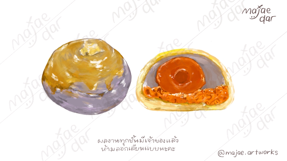 รับวาดรูป ไข่เค็ม วาดภาพประกอบอาหารไทย วาดรูปสินค้า