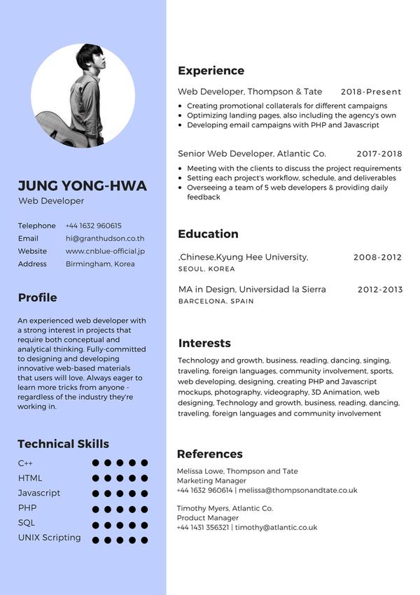 รับทำเรซูเม่ รับทำพอร์ตโฟลิโอ รับทำ resume ออกแบบโปรไฟล์บริษัท สำหรับเว็บดีเวลอปเปอร์