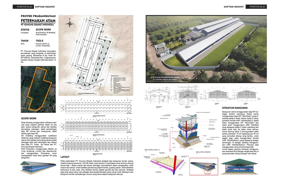 Jasa drafter autocad desain peternakan ayam PT. Suhono Grand Indonesia