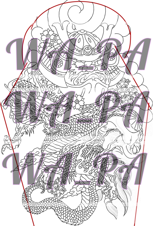 ออกแบบลายสักญี่ปุ่น มังกร และ ซามูไร