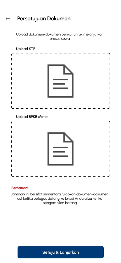 Desain UI UX untuk aplikasi mobile untuk proses sewa online dengan desain mockup.