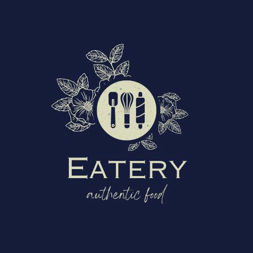 Logo restoran dengan desain bunga dan alat masak, jasa desain logo restoran online, desain logo restoran, buat logo restoran, desain logo online, jasa desain logo makanan, jasa desain logo warung makan