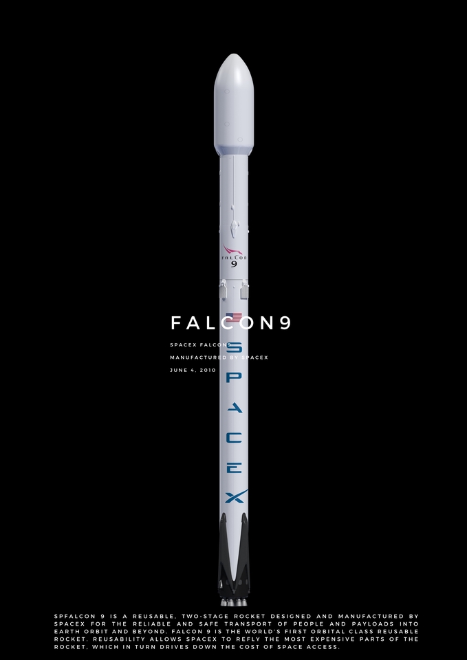 ออกแบบ infographic จรวด Falcon 9 SpaceX
