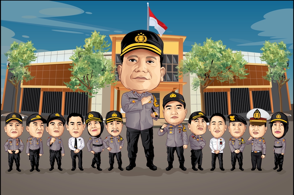 Jasa pembuatan karikatur desain wajah vektor, ilustrasi wajah kartun hitam putih.