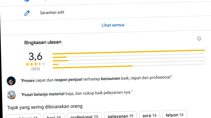 Jasa Ulasan Google Bisnis dengan Rating 3,6 bintang