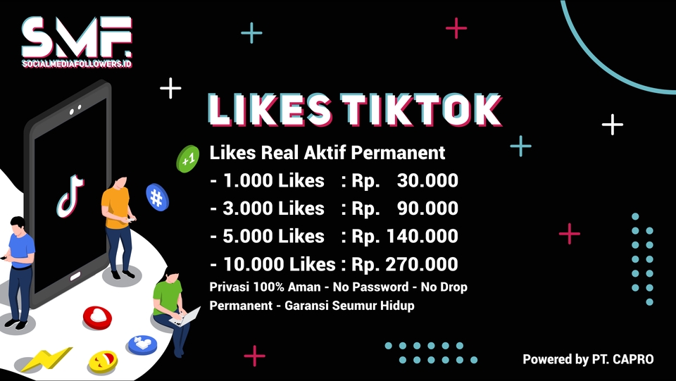 Tambah Followers - Followers/ Likes/ Views FYP/ etc. TikTok Real Aktif Permanent - 2
