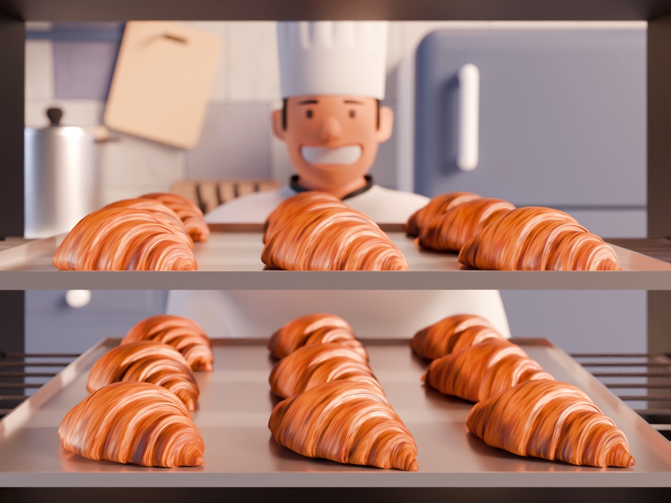 Jasa ilustrasi makanan roti croissant untuk website toko roti dan cafe di Indonesia.