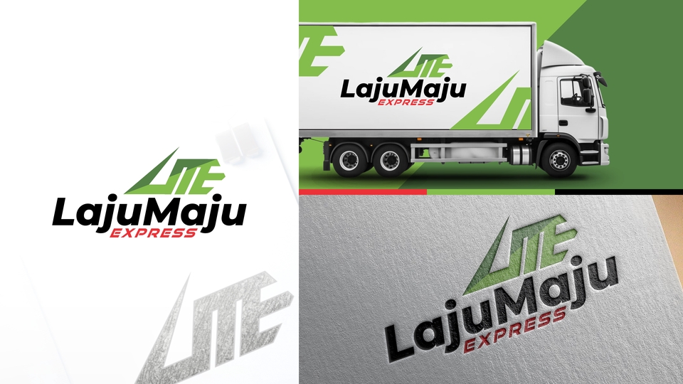 Desain logo LajuMaju Express, jasa pembuatan logo perusahaan di Indonesia.