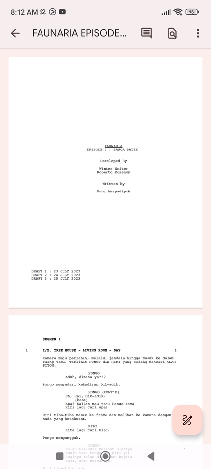 Menulis Script Menulis artikel, script film, iklan, youtube, dan lain-lain.