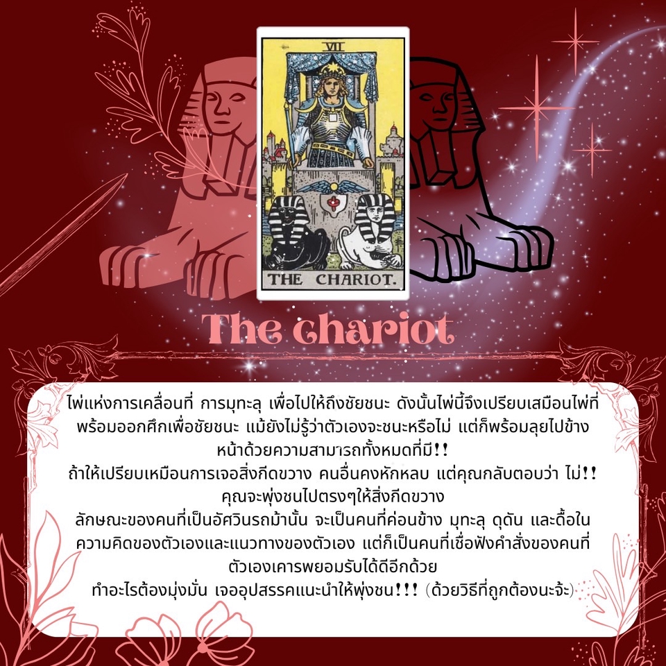 ออกแบบ canva ใบ tarot รถม้า the chariot