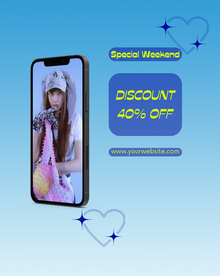 Desain banner instagram online shop dengan tema promo diskon 40% khusus akhir pekan.