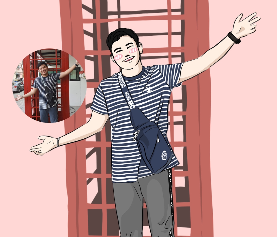 เปลี่ยนรูปเป็นเวกเตอร์ - ดราฟภาพ แนวกึ่งการ์ตูน แฟนอาร์ต (FanArt) เดี่ยว - คู่ - 3