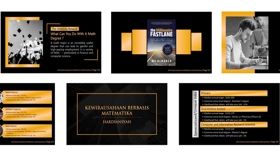 Jasa pembuatan presentasi powerpoint, desain slide presentasi profesional untuk kebutuhan presentasi seminar, kuliah, bisnis, atau skripsi.