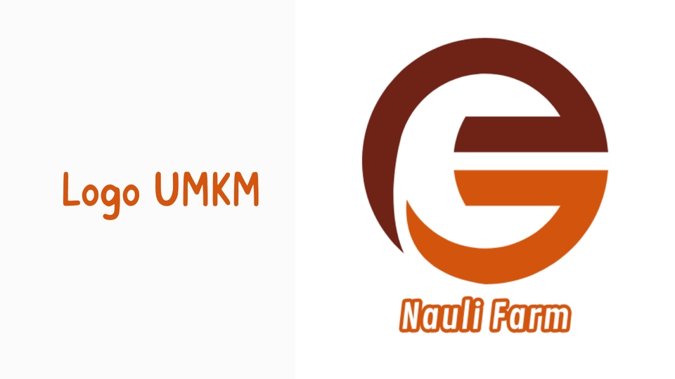 Desain logo perusahaan "Nauli Farm" dengan warna coklat dan orange
