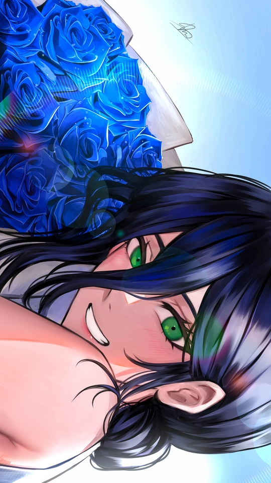 รับวาดภาพประกอบ ตัวละครหญิง ผมยาว ดวงตาสีเขียว ยิ้มสวย