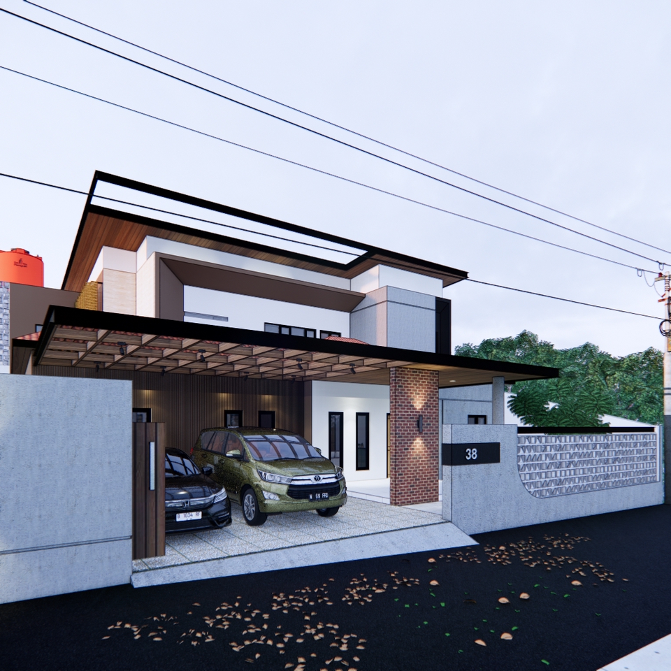 Jasa Desain Exterior Rumah Minimalis Modern 3D - Jasa Arsitek - Desain Rumah 3D
