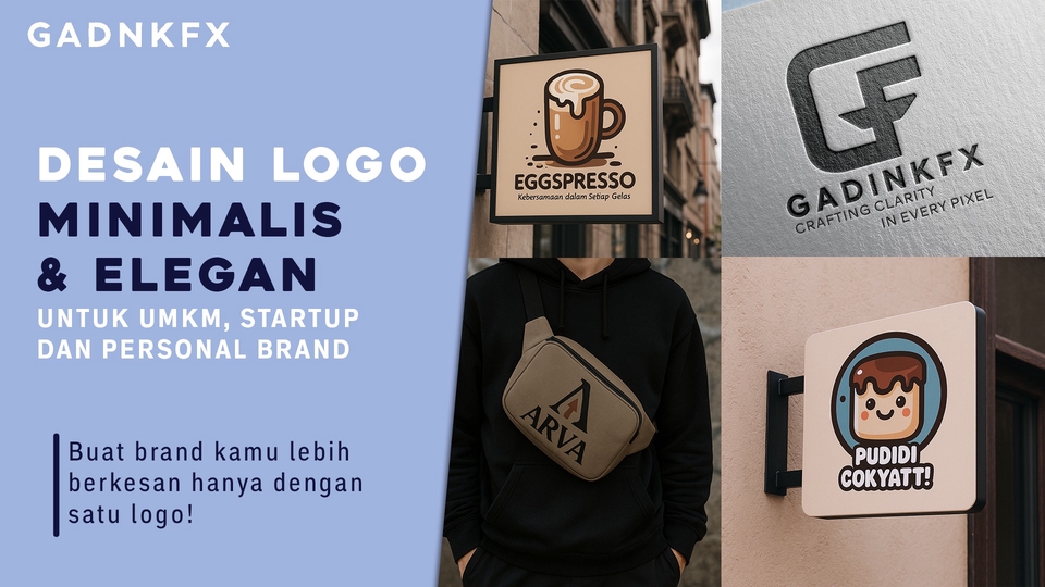 Jasa desain logo minimalis dan elegan untuk UKM, startup, dan personal brand. Desain logo keren dengan harga terjangkau, bikin logo online, pembuat logo, jasa buat logo online.