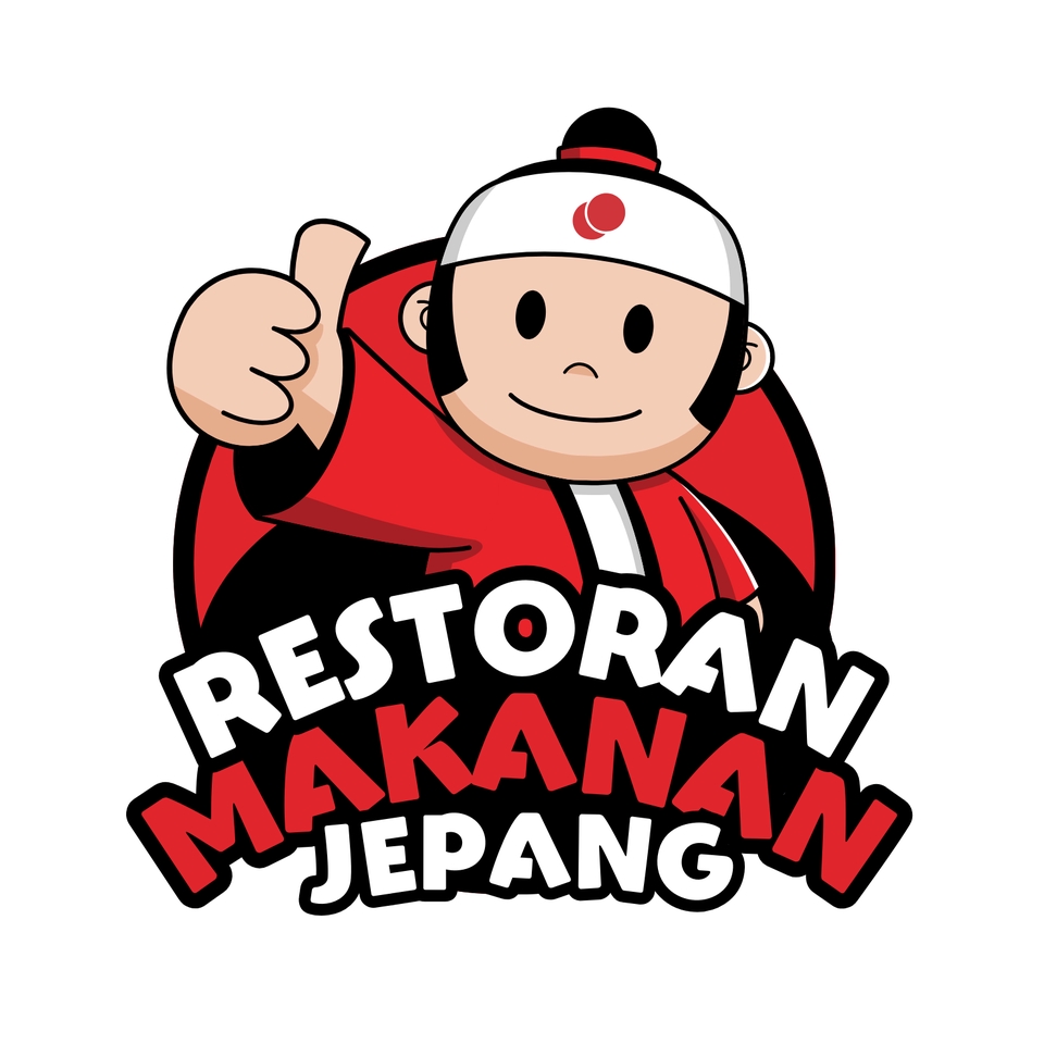 Jasa desain logo restoran makanan Jepang dengan desain lucu dan menarik.