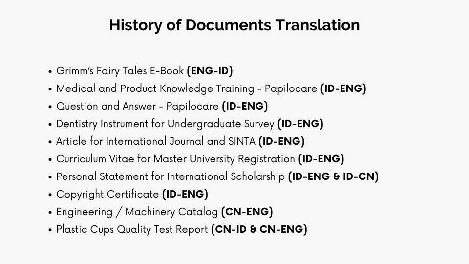 Penerjemahan - 1 Day Work - Professional CHN - ENG - ID Translator (5+ Years Experience, 100+ Projects) - 2