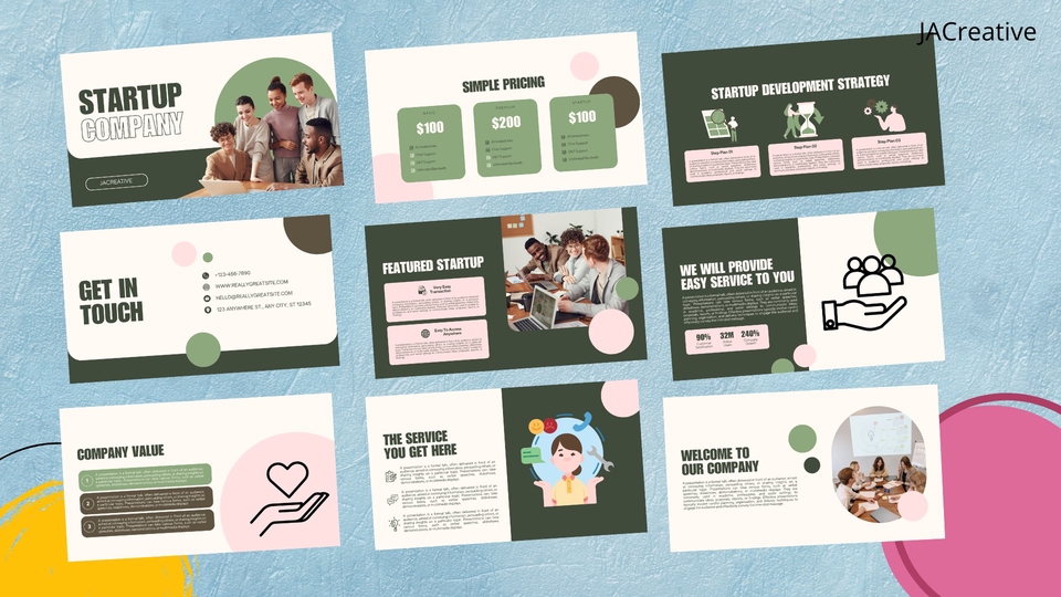 Desain template presentasi powerpoint profesional untuk startup