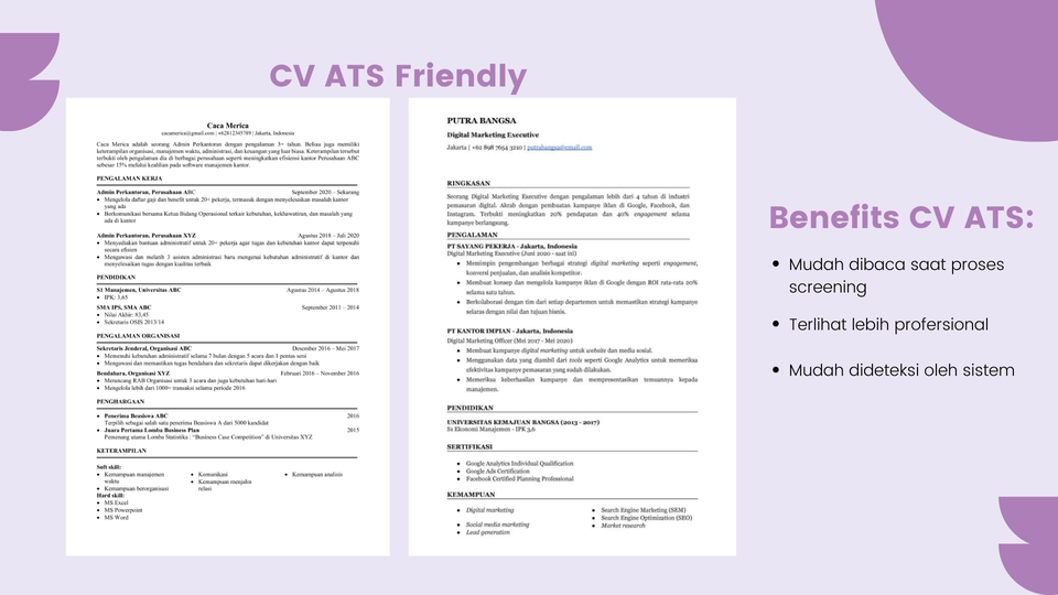 Portfolio & Resume - Pembuatan CV ATS Friendly dijamin tembus company website sudah terbukti - 2