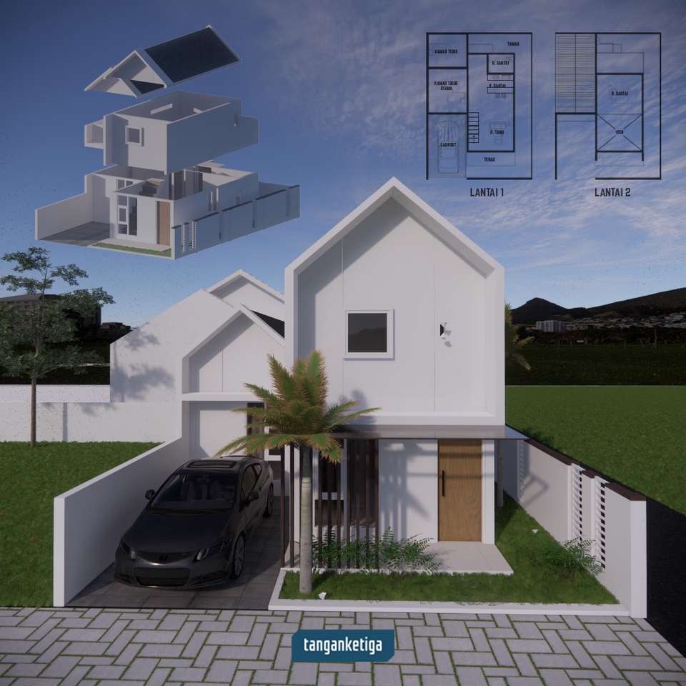 3D & Perspektif - DESAIN EXTERIOR RUMAH TINGGAL, KANTOR, CAFE DAN LAIN-LAIN - 6