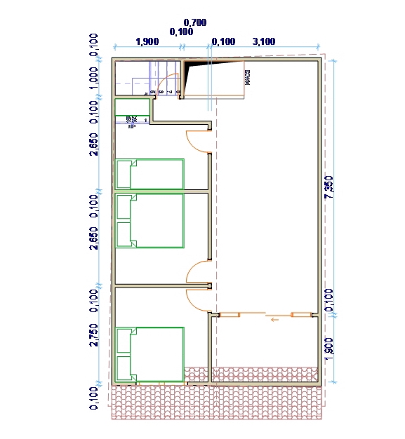 CAD Drawing - 2D Floor Plan Sederhana - 3