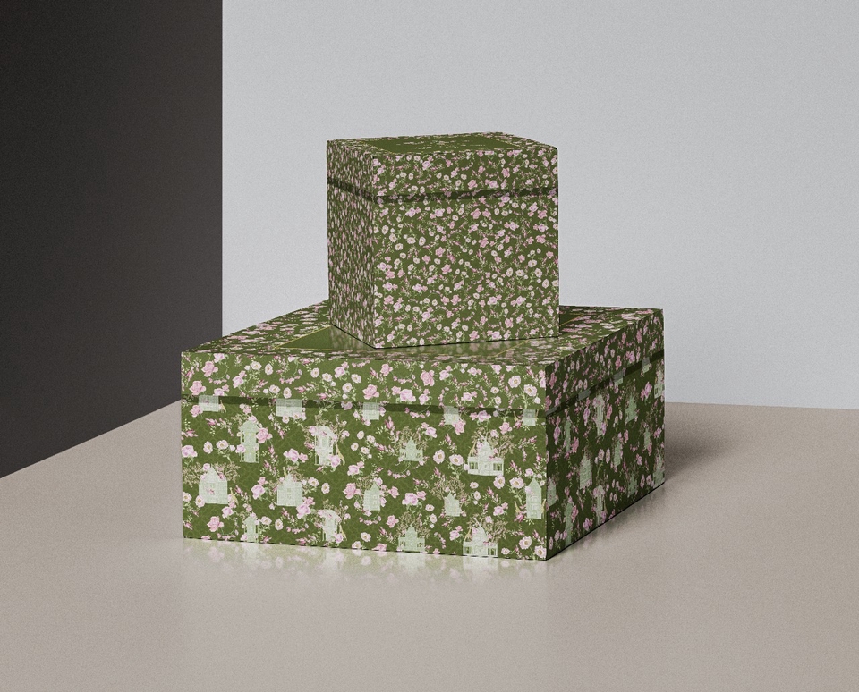 Desain undangan pernikahan unik dan murah kotak hijau motif bunga