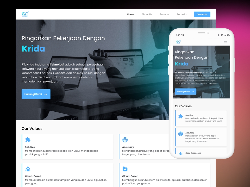 Jasa desain website profesional dan murah, membuat website dengan desain yang modern, responsive, dan mudah digunakan.