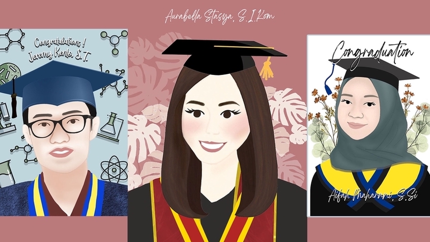 Gambar Potret - GAMBAR KARTUN / ILUSTRASI ORANG HADIAH WISUDA / ULTAH - 1