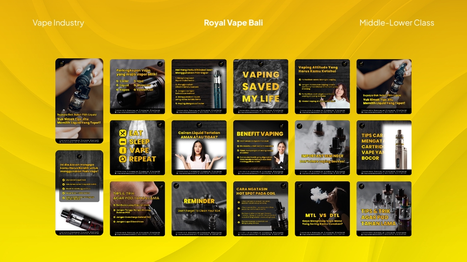 Jasa desain banner Instagram untuk promosi produk vape dengan desain yang keren dan unik.